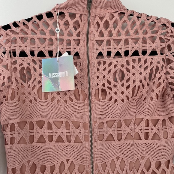 MISSGUIDED - LACE HIGH NECK MIDI DRESS SIZE 2 - Picture 2 of 3